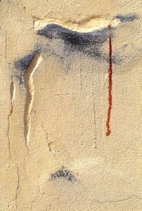 muro, astratto, nero, crepe, rosso, giallo, macchie, minimalismo, bianco