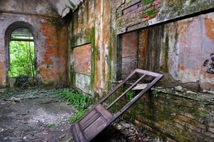 porta, erba, arco, legno, mattoni, rudere, abbandono, verde, ruderi, rovine, portone, muro, muri, casa, sassi