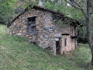 casa, erba, alberi, bosco, pietre, verde, rudere, montagna, porta, porte, prato, albero, casolare
