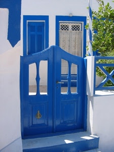 porta, blu, bianco, finestra, cancello, ingresso, gradino, azzurro