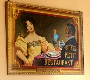 quadro, caffè, donna, insegna, cornice, piatti, uomo, tavola, ristorante