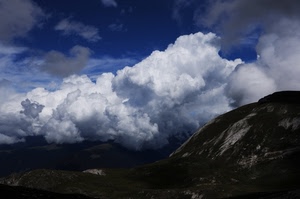 nuvole, bianco, cielo, montagna, montagne, azzurro, blu, verde