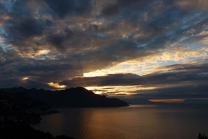 nuvole, mare, tramonto, acqua, cielo, panorama, montagne, silhouette, controluce, costa, luce