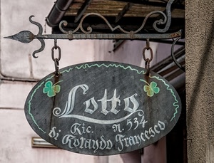 insegna, ferro, lotto, quadrifoglio, metallo, scritte, ovale, quadrifogli, scritta, ricevitoria