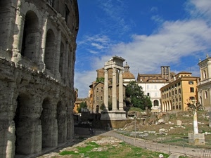 colonne, ruderi, roma, rovine, archi, cielo, fori, nuvole, palazzi, colosseo