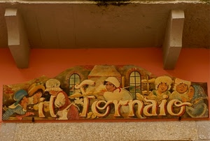 insegna, scritta, fornaio, pane, dipinto, persone, donne, balcone, forno