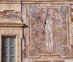 finestra, meridiana, ombra, muro, solare, facciata, dipinto, orologio, affresco