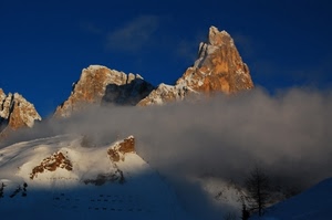 neve, montagna, nebbia, cielo, nuvola, nuvole, cime, roccia, inverno, montagne, cima