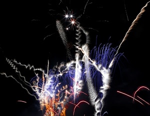 fuochi, nero, colori, astratto, stelle, notte, blu, artificiali, luci, notturno, bianco