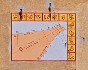 meridiana, numeri, zodiaco, muro, linee, segni, parete, simboli