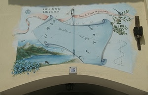 numero, meridiana, muro, tempo, disegno, parete, arco, ombra, murales, fiori, zodiaco, orologio, numeri, quindici, azzurro, civico, scritte, segni