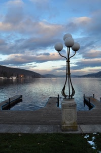 lampione, nuvole, cielo, mare, lago, molo, acqua, porto