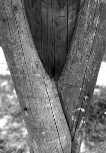 legno, bianconero, triangolo, incrocio, grigio, bullone, dettaglio, pali, chiodi, tronchi