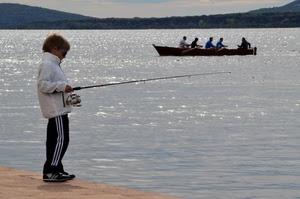 barca, canna, bambino, mare, pescare, pescatore, acqua, pesca