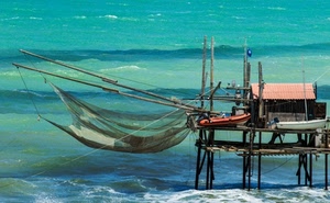 mare, reti, onde, pesca, trabucco, pescare, rete, pali