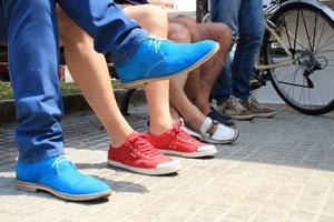 scarpe, rosso, ruota, gambe, azzurro, piedi, blu, bicicletta