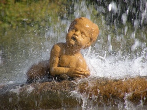 acqua, fontana, statua, putto, spruzzi, zampilli, gocce, bagnato