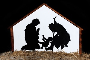 paglia, nero, presepe, capanna, giuseppe, madonna, natale, controluce, bambino, bianco, silhouette, gesù, maria, bastone, natività, presepio, sagome, nascita, famiglia