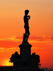 statua, tramonto, controluce, rosso, silhouette, arancione, monumento, cielo, david, arancio