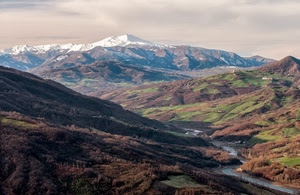 neve, fiume, montagne, panorama, prati, nuvole, monti, alberi