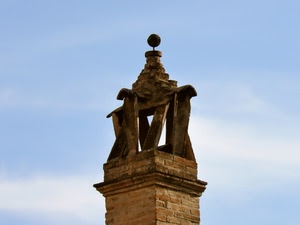 cielo, comignolo, sfera, mattoni, tegole, azzurro, tetto, pietra