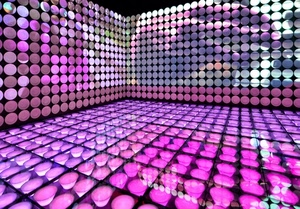 rosa, cerchi, luci, viola, expo, riflessi, stanza, colori, padiglione, milano