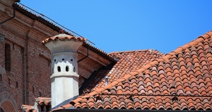 tegole, cielo, comignolo, tetti, tetto, bianco, camino, coppi, case