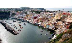 mare, barche, porto, case, colori, chiesa, panorama, borgo, acqua, paesaggio, cupola, porticciolo