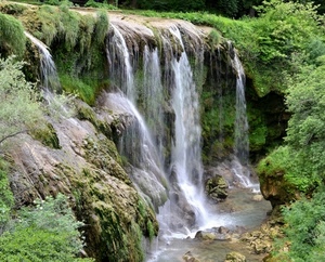 acqua, cascata, verde, rocce, alberi, fiume, erba