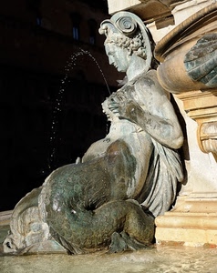 fontana, statua, acqua, zampillo, donna, sirena, marmo, zampilli, scultura