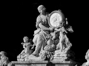 bianconero, putti, angeli, statua, ali, marmo, statue, monumento, nero, cerchio, medaglione, scultura