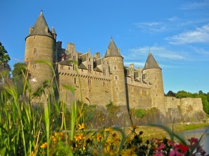 castello, torri, cielo, erba, verde, fiori, abbaini, foglie, piante