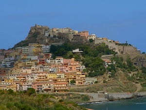 mare, case, collina, panorama, borgo, paese, alberi, verde, cielo, città