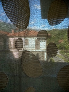 casa, tenda, cielo, trasparenza, trasparenze, nuvole, trasparente, tessuto, azzurro