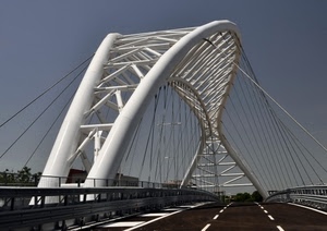 strada, bianco, ponte, cielo, cavi, tiranti, strisce, architettura, righe, asfalto