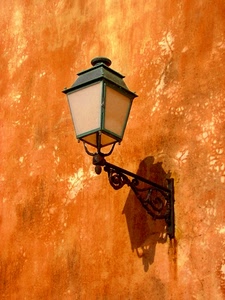ombra, lampione, muro, arancione, vetro, ferro, metallo, sostegno, parete, bianco