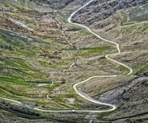 strada, curve, verde, montagna, colline, campagna, panorama, paesaggio, erba, tornanti