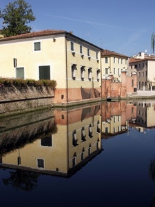 acqua, case, riflesso, canale, finestre, albero, cielo, fiume, riflessi