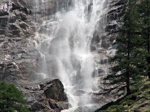 acqua, cascata, albero, rocce, montagna, roccia, verde, bianco