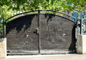 cancello, ferro, sirene, verde, metallo, piante