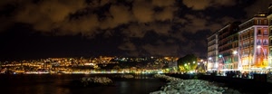 luci, mare, notturno, nuvole, panorama, città, notte, cielo, palazzi