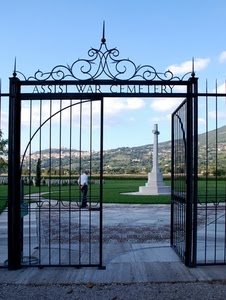 cimitero, croce, cancello, prato, ferro, uomo, assisi