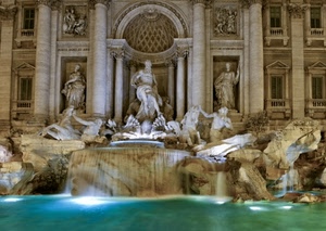 fontana, acqua, statue, trevi, colonne, roma, marmo