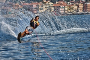 mare, acqua, sport, sci, spruzzi, atleta, onda, case, uomo, corda, surf