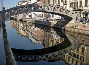 ponte, riflesso, acqua, canale, case, fiume, riflessi, palazzi, arco, naviglio