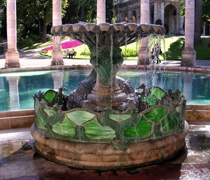 colonne, fontana, acqua, verde, vasca