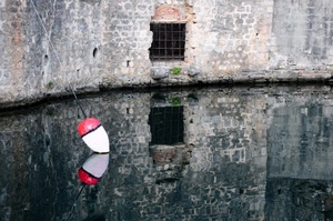 acqua, finestra, riflesso, boa, grata, galleggiante, rosso, bianco