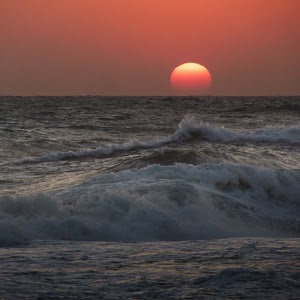 mare, sole, tramonto, onde, rosso, alba, onda, cielo