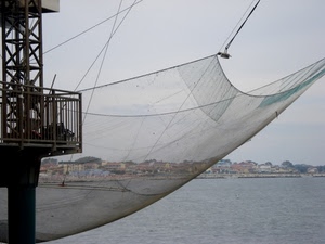 mare, rete, pescare, acqua, pesca, trabucco, ringhiera, cavi