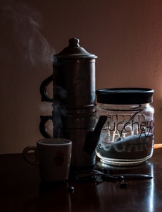 caffè, tazzina, caffettiera, zucchero, fumo, tazza, zuccheriera, cucchiaino